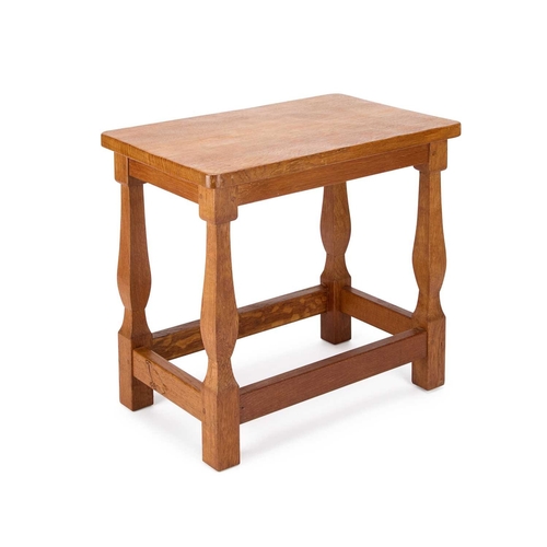 1362 - ALBERT JEFFRAY OF SESSAY, AN EAGLEMAN OAK STOOL the adzed rectangular seat raised on square-section ... 