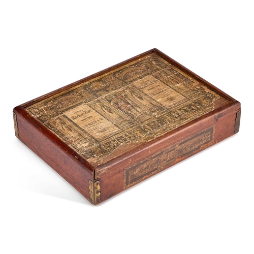 152 - A 19TH CENTURY ANKER BOX NO. 13 BY RIECHTER containing blocks and papers. 33cm wide