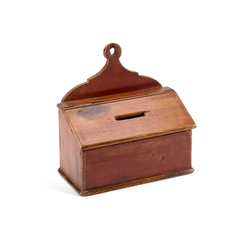 2 - A VICTORIAN PINE COLLECTIONS BOX with a hinged sloping cover. 25.5cm wide