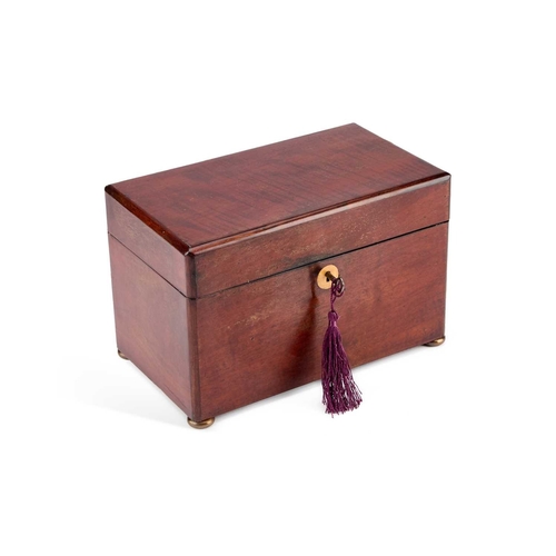 227 - A VICTORIAN MAHOGANY TEA CADDY rectangular, the interior with a lidded compartment and a lidded mixi... 