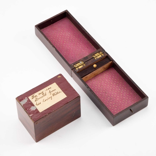 256 - A VICTORIAN TUNBRIDGE WARE MONEY BOX AND A CRIBBAGE BOX the first of rectangular form in rosewood, t... 