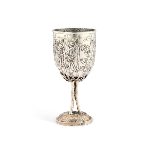 345 - A CHINESE SILVER GOBLET mark of Wang Hing & Co, with artisan mark, late 19th/ early 20th Century... 