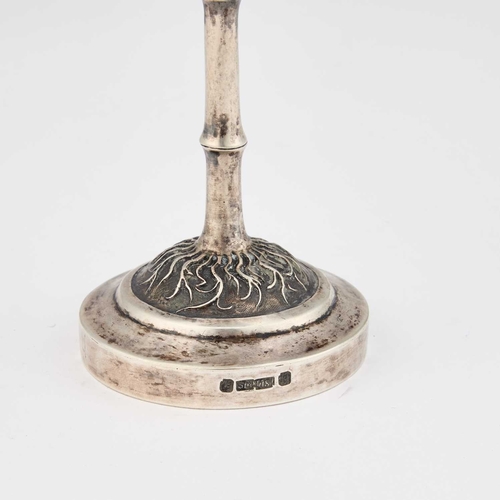 354 - A 19TH CENTURY CHINESE SILVER GOBLET marked to the side of the foot, the ovoid bowl chased with bird... 