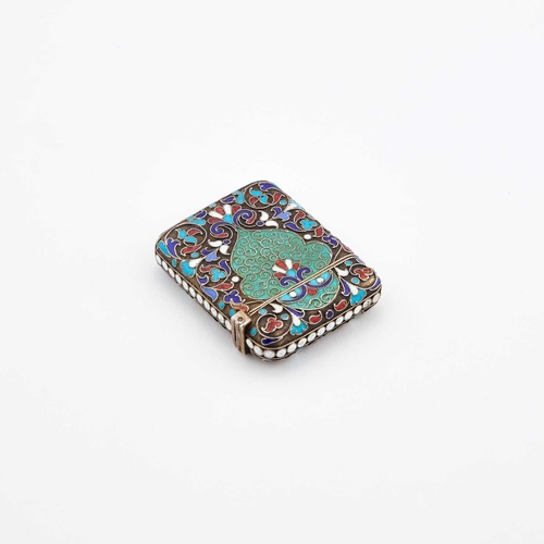 363 - A RUSSIAN CLOISONNÃ ENAMEL VESTA CASE unmarked, late 19th Century, decorated with scrolling flowers... 