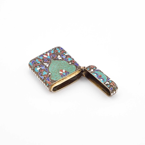 363 - A RUSSIAN CLOISONNÃ ENAMEL VESTA CASE unmarked, late 19th Century, decorated with scrolling flowers... 