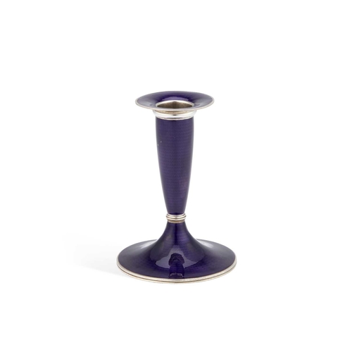 365 - A FINE NORWEGIAN SILVER AND ENAMEL CANDLESTICK by Marius Hammer, import marks, Henry James Hulbert, ... 