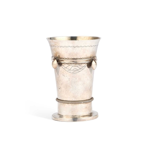 368 - A NORWEGIAN SILVER BEAKER assay master Christian Hoff, Bergen 1843, of tapering form with an everted... 