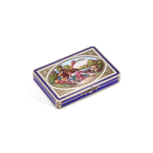 397 - A CONTINENTAL SILVER-GILT AND ENAMEL BOX import marked, Stockwell & Co, London 1928, rectangular... 