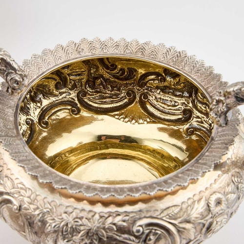 406 - Â§ A GEORGE IV SCOTTISH SILVER THREE-PIECE TEA SERVICE by Mitchell & Sons, Glasgow 1823 and 1824... 