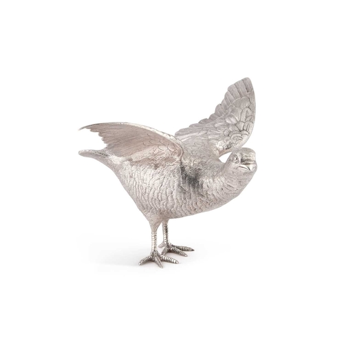 416 - AN ELIZABETH II SILVER MODEL OF A GROUSE by William Comyns & Sons Ltd, London 1970, realisticall... 