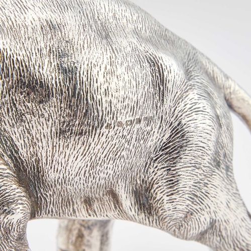 417 - A LARGE ELIZABETH II SILVER MODEL OF AN ELEPHANT maker D R & S, Sheffield 1998, realistically mo... 