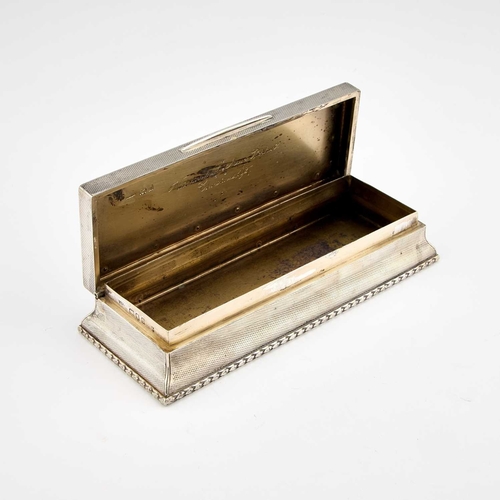 448 - A GEORGE V SILVER COMBINATION TABLE CIGARETTE BOX AND TABLE VESTA by Asprey, London 1919, of rectang... 