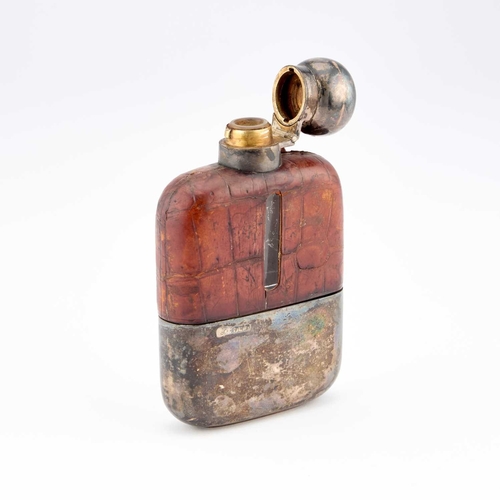 454 - A GEORGE V SILVER HIP FLASK by John Vickery, Sheffield 1927, of usual form, with a bulbous bayonet c... 