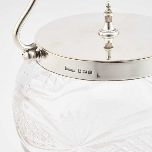 456 - A GEORGE V SILVER-MOUNTED CUT-GLASS BISCUIT BARREL by Henry Williamson Ltd, Birmingham 1911, with a ... 