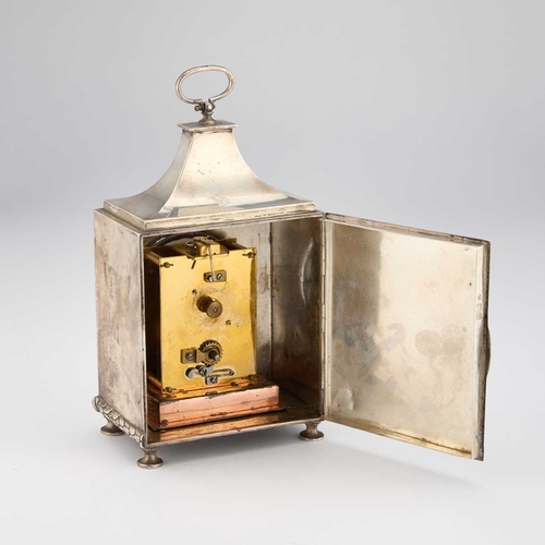 485 - A GEORGE V SILVER MANTEL CLOCK by Charles & Richard Comyns, London 1916, the rectangular case wi... 