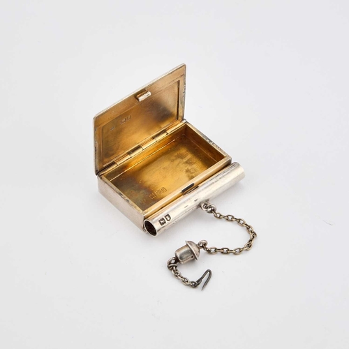 487 - AN EDWARDIAN SILVER COMBINATION VESTA CASE AND WICK HOLDER by Wright & Davies, London 1901, of b... 