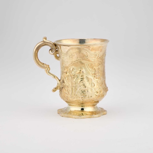 494 - A VICTORIAN SILVER-GILT CHRISTENING SET the mug by James Charles Edington, London 1852; the knife, f... 