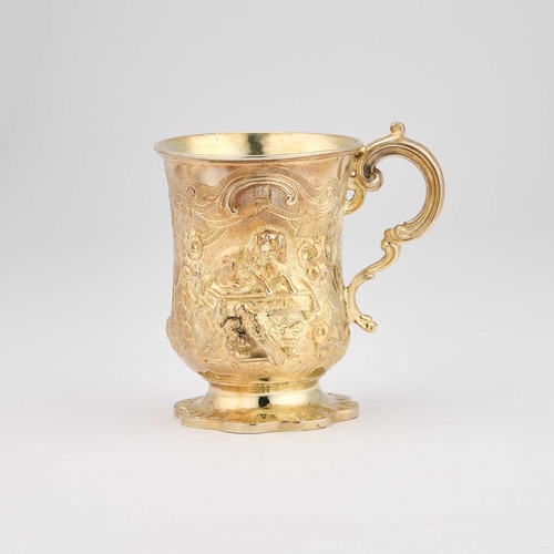 494 - A VICTORIAN SILVER-GILT CHRISTENING SET the mug by James Charles Edington, London 1852; the knife, f... 