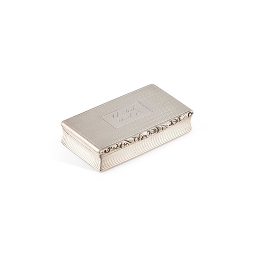 498 - A WILLIAM IV SILVER SNUFF BOX by Francis Clark, Birmingham 1832, rectangular, engine-turned, the hin... 