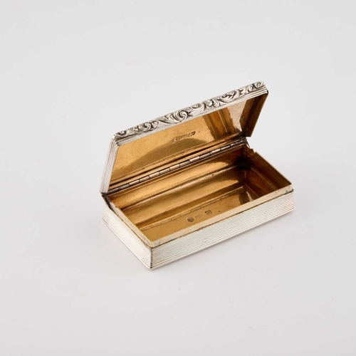 498 - A WILLIAM IV SILVER SNUFF BOX by Francis Clark, Birmingham 1832, rectangular, engine-turned, the hin... 