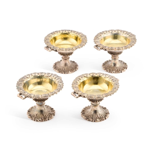 499 - A SET OF FOUR VICTORIAN PARCEL-GILT SILVER SALTS by Edward, John & William Barnard, London 1848,... 