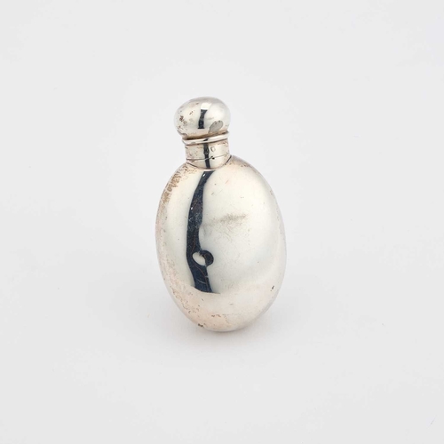 503 - A VICTORIAN SILVER AND ENAMEL SCENT BOTTLE by Sampson Mordan II, London 1887, oval, with a screw-dow... 