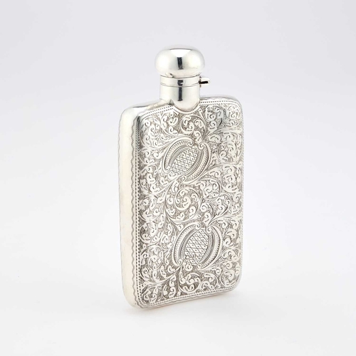 523 - A VICTORIAN SILVER FLASK by F J H Thomas, Birmingham 1899, of usual form, shaped for the pocket, eng... 