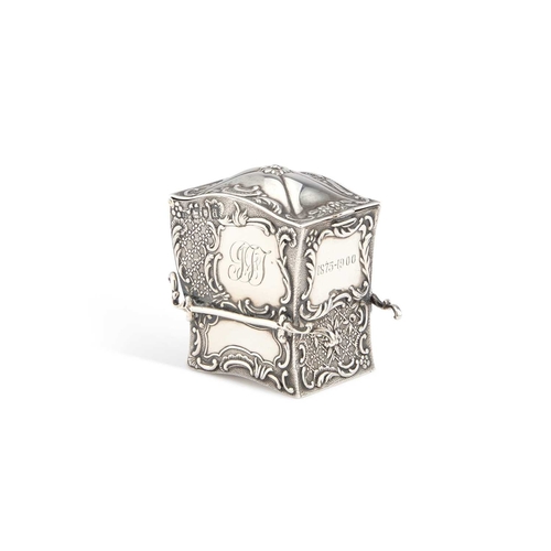 524 - A VICTORIAN SILVER NOVELTY PLAYING CARDS BOX by Samuel Jacob, London 1899, in the form of a sedan-ch... 