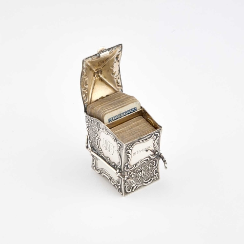 524 - A VICTORIAN SILVER NOVELTY PLAYING CARDS BOX by Samuel Jacob, London 1899, in the form of a sedan-ch... 