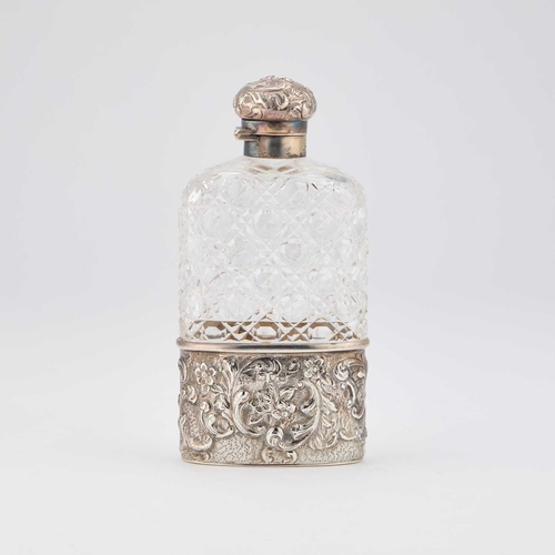 532 - A VICTORIAN SILVER-MOUNTED CUT-GLASS SPIRIT FLASK by Samuel Summers Drew & Ernest Drew, London 1... 