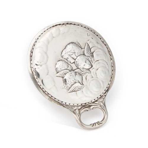 540 - A VICTORIAN SILVER HAND-MIRROR by William Comyns & Sons, London 1896, circular form, chased with... 