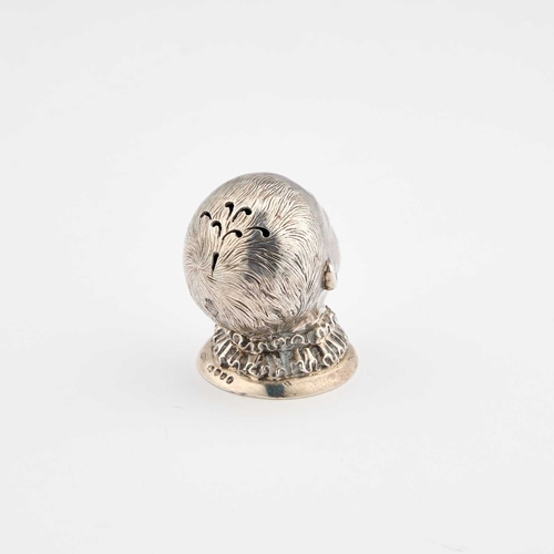 547 - A VICTORIAN SILVER NOVELTY POUNCE POT by James Barclay Hennell, London 1880, realistically modelled ... 