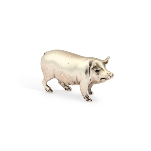 559 - A VICTORIAN SILVER NOVELTY PEPPER POT by Jane Brownett, London 1880, realistically modelled as a sow... 