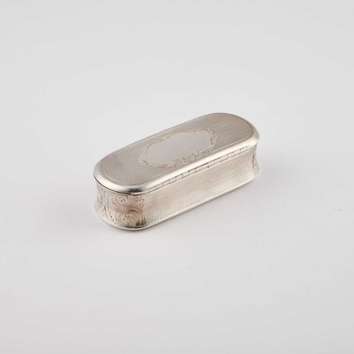 573 - A VICTORIAN SILVER SNUFF BOX by George Unite, Birmingham 1873, oval form, engine-turned and engraved... 