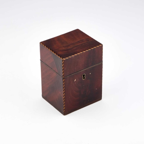 588 - A GEORGE III MAHOGANY CASED SILVER TEA CADDY maker TL, London 1771, the caddy of rectangular section... 