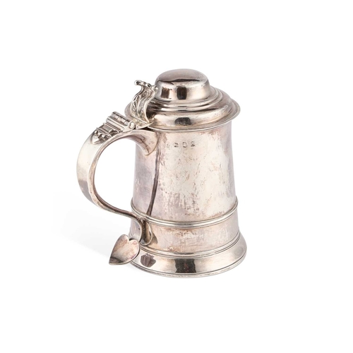 607 - AN EARLY GEORGE III SILVER TANKARD by William & Robert Peaston, London 1762, of tapering cylindr... 