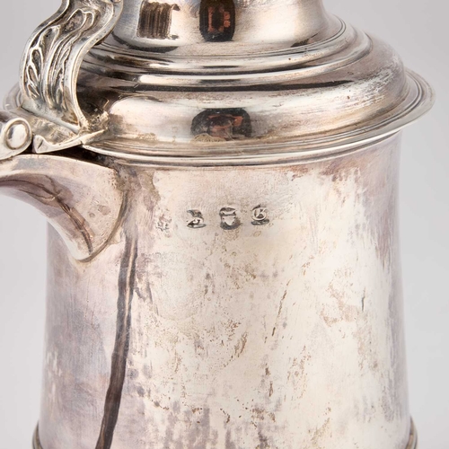 607 - AN EARLY GEORGE III SILVER TANKARD by William & Robert Peaston, London 1762, of tapering cylindr... 