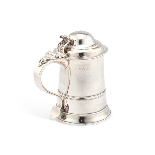 613 - A GEORGE III SILVER TANKARD by William & Robert Peaston, London 1761, of tapering cylindrical fo... 