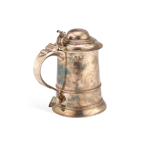 614 - A GEORGE III SILVER TANKARD by William & James Priest, London 1766, of tapering cylindrical form... 