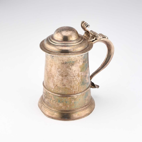 614 - A GEORGE III SILVER TANKARD by William & James Priest, London 1766, of tapering cylindrical form... 