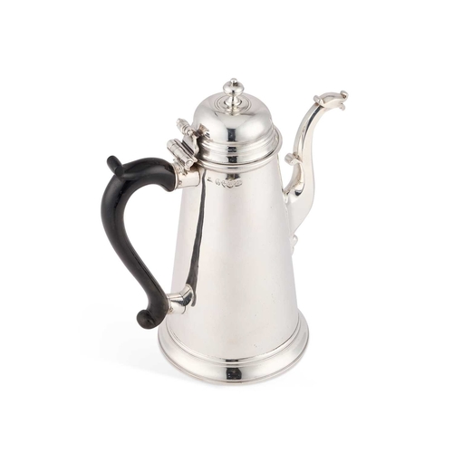 641 - A GEORGE II SILVER COFFEE POT by Robert Makepeace I, Newcastle 1728, of tapering cylindrical form wi... 