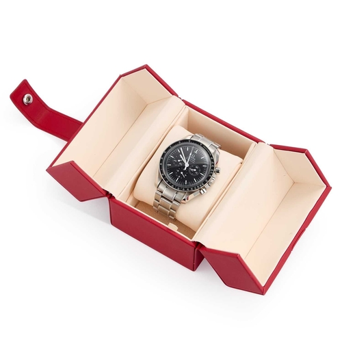 657 - A GENTS STEEL OMEGA SPEEDMASTER BRACELET WATCH the circular black dial signed Omega Speedmaster Prof... 