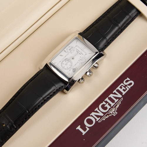 659 - A GENTS STEEL LONGINES FIFA ISSUE CHRONOGRAPH STRAP WATCH the white dial signed Longines, with baton... 