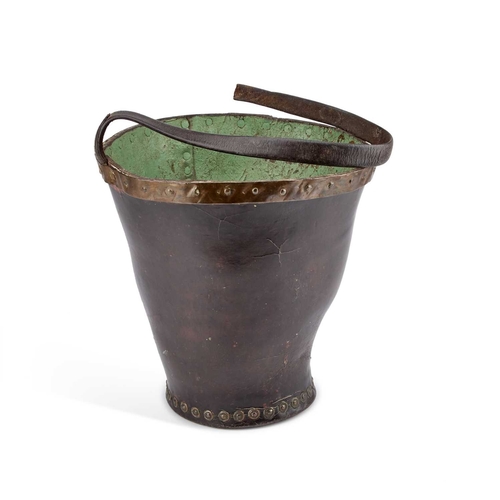 7 - A VICTORIAN LEATHER FIRE BUCKET 28cm high