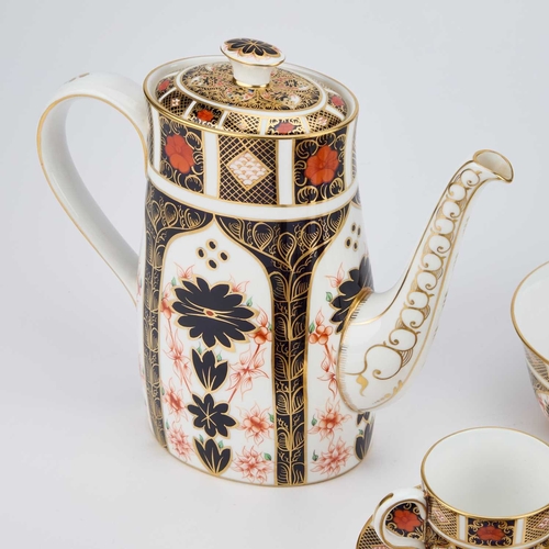 803 - A ROYAL CROWN DERBY IMARI COFFEE SET comprising a coffee pot, sugar bowl, cream jug and six cups and... 