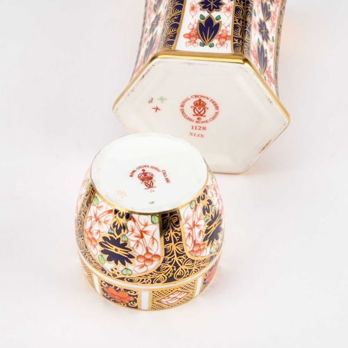 807 - A ROYAL CROWN DERBY IMARI VASE hexagonal; together with a Royal Crown Derby Imari box and cover. (2)... 