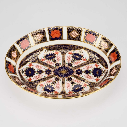 815 - A ROYAL CROWN DERBY IMARI DISH oval, decorated to pattern no. 1128, second, red printed factory mark... 