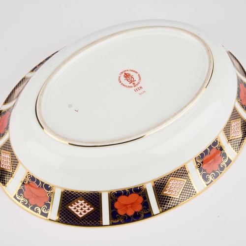 815 - A ROYAL CROWN DERBY IMARI DISH oval, decorated to pattern no. 1128, second, red printed factory mark... 