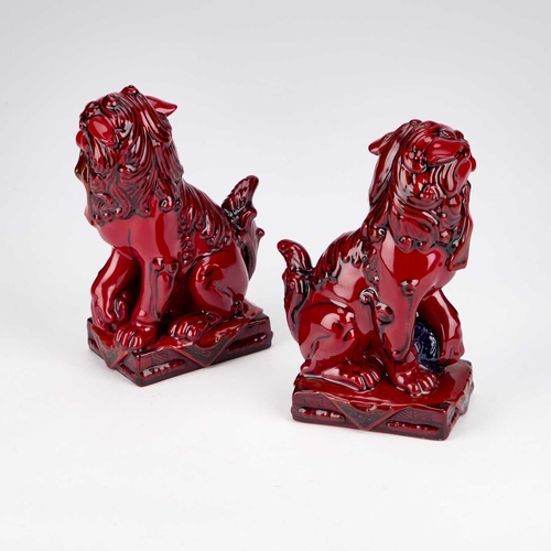 846 - A PAIR OF ROYAL DOULTON ARCHIVES COLLECTION BURSLEM ARTWARES FLAMBE QINGHAI FU DOGS model nos. BA 34... 