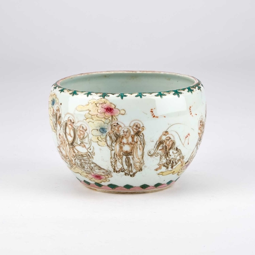 906 - AN EARLY 20TH CENTURY CHINESE PORCELAIN BOWL painted with buddhas. 10cm highNo chips, cracks or rest... 